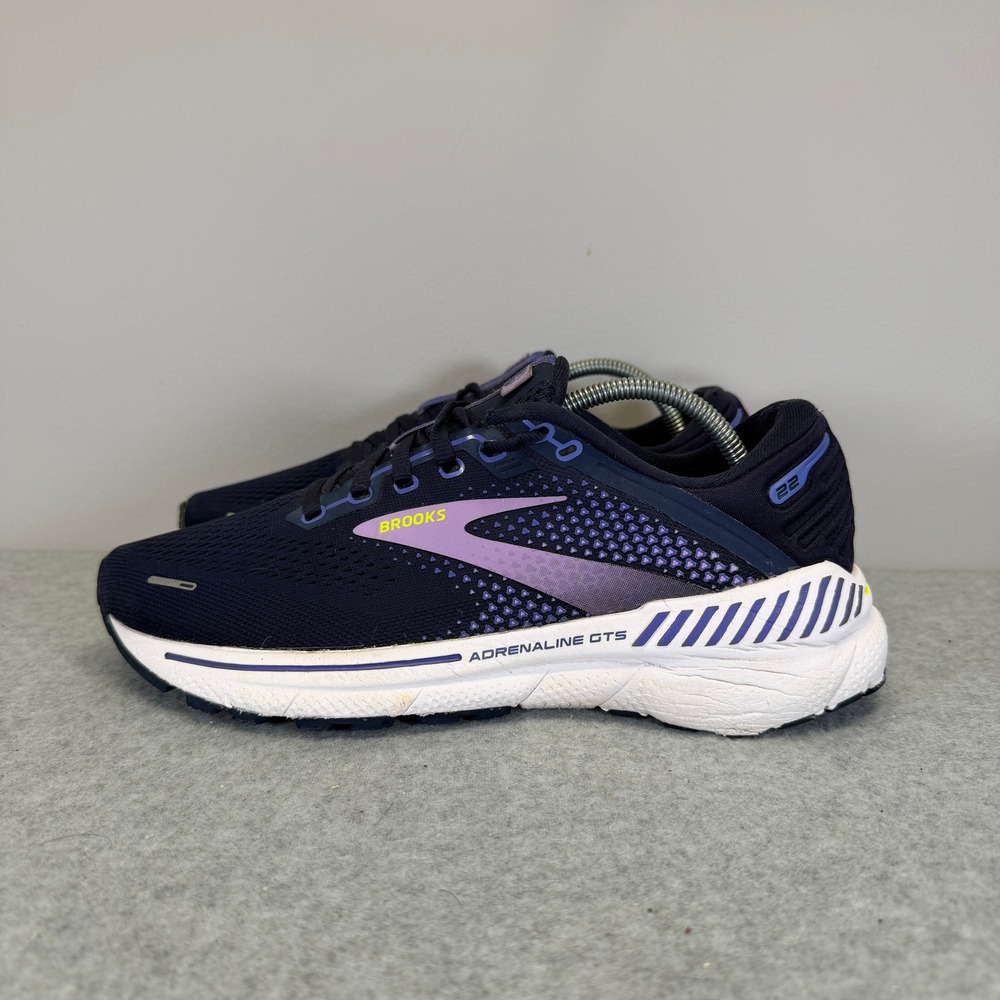 Brooks Adrenaline GTS 22 Womens Shoes Size 8.5 Navy & Purple Sneaker 1203532A514